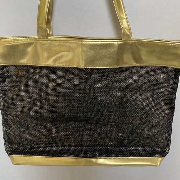 Gold Metallic and Mesh Tote - Picture 2 of 9